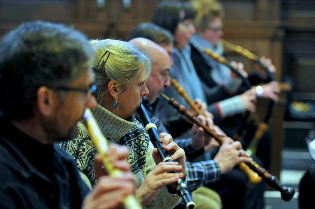 Christmas Oratorio recording session, Trinity College Chapel (January 2013). From Stephen Layton's project Bach: Christmas Oratorio