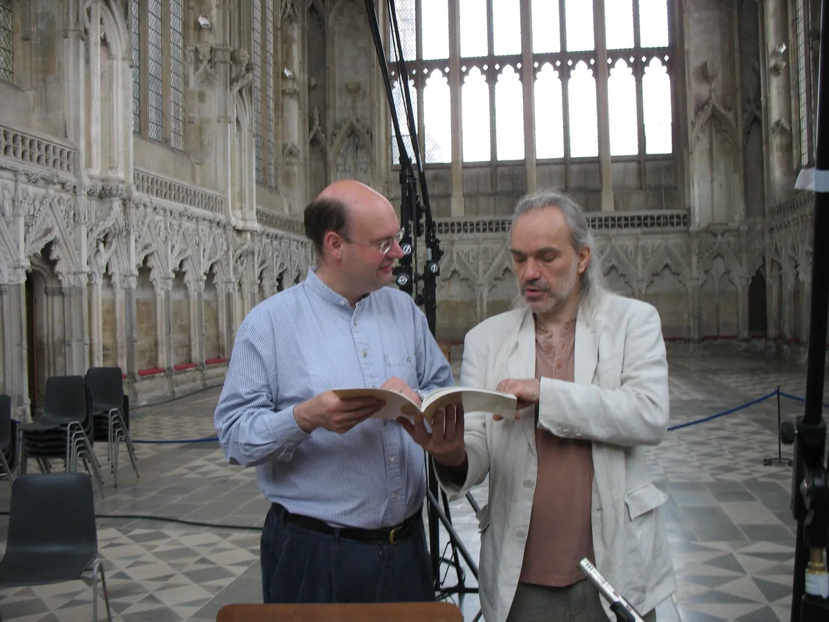 Stephen Layton and Uģis Prauliņš in the Lady Chapel, Ely Cathedral, during the Baltic Exchange recording sessions, 2–6 August 2008.