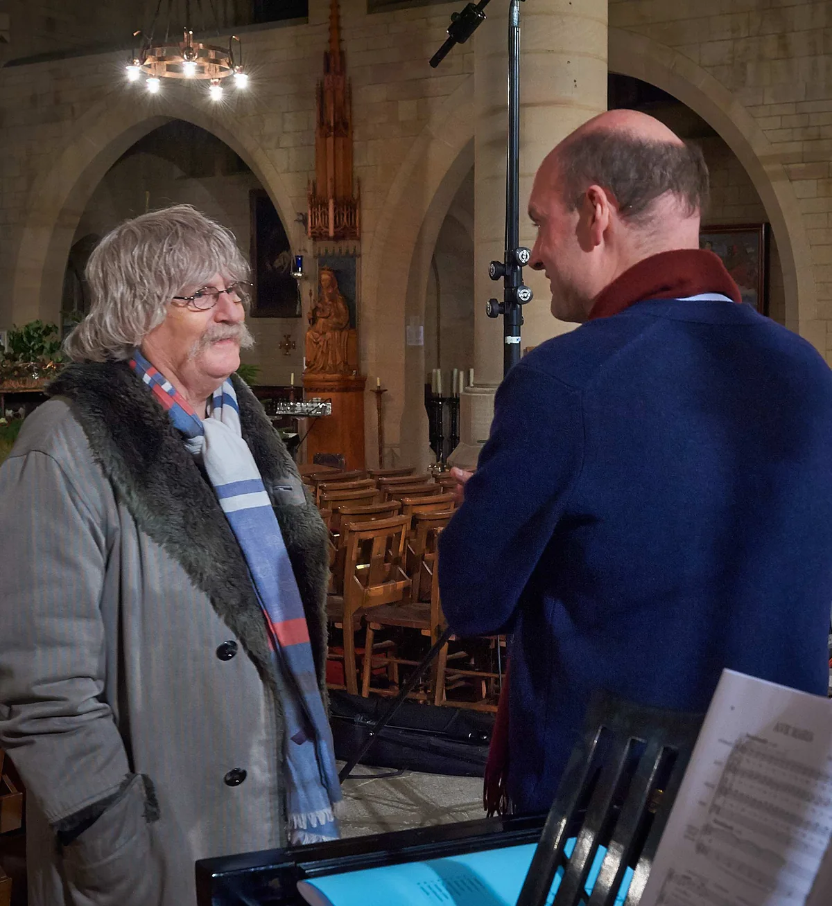 Stephen Layton in Karl Jenkins med snemanjem plošče Motets, januar 2014